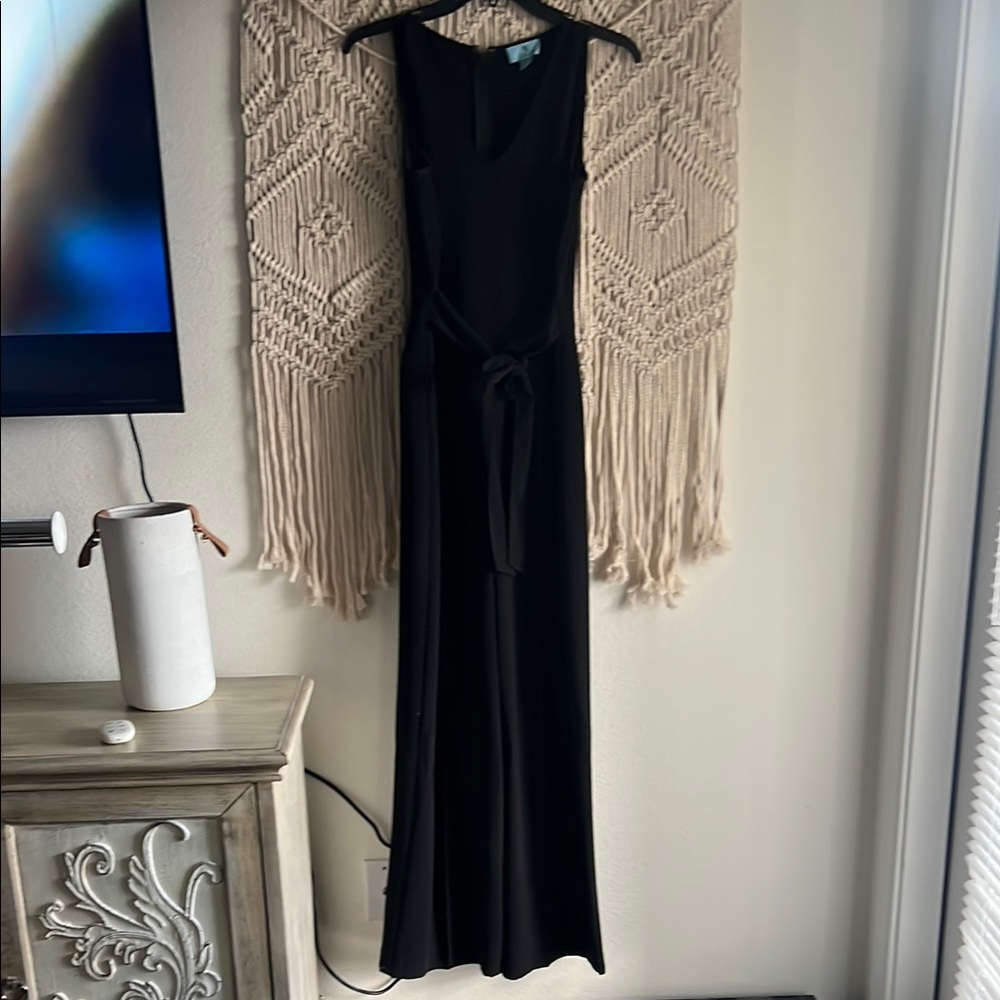 CeCe Black and Cream Sleeveless Maxi Jumpsuit